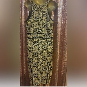Elegant Black and Gold Party Dress.  Stretch fit.   Size 22W

FREE SHIPPING